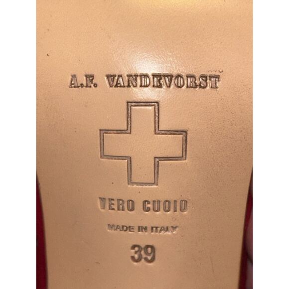 A F Vandevorst Edgy Punk Uptown Red Suede Braided Strappy Open Toe Block Heel - Picture 9 of 9